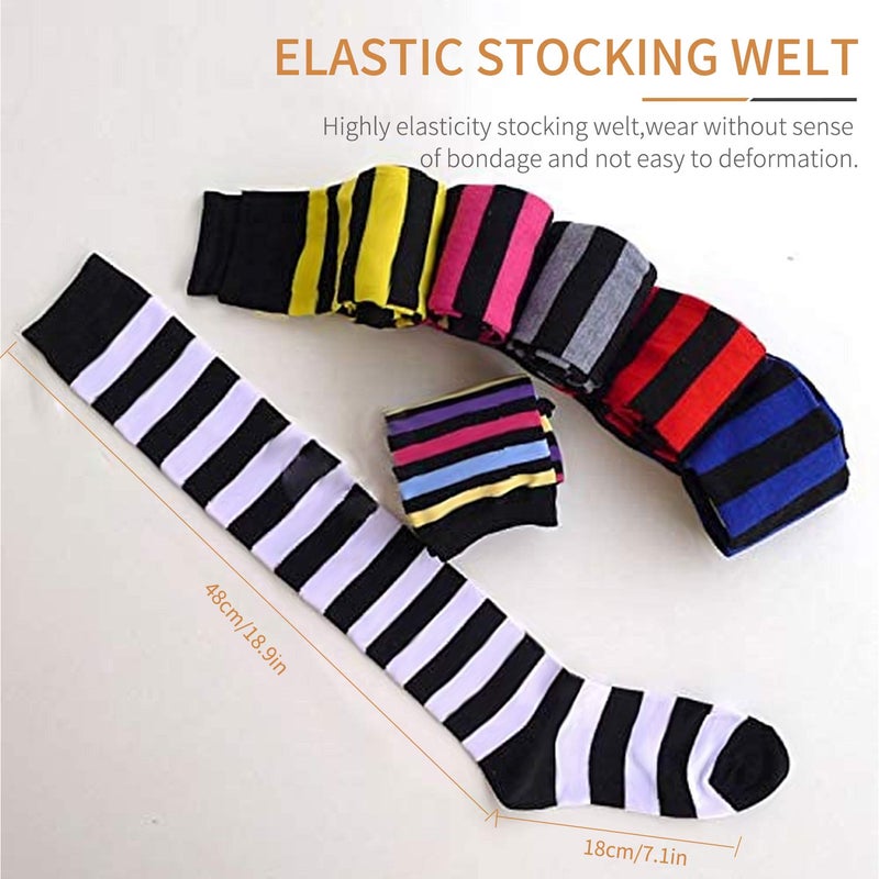 Raylarnia Women's Extra Long Opaque Striped Over Knee High Stockings Socks-Black/White Stripes - Image 3